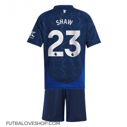 Dres Manchester United Luke Shaw #23 Preč pre deti 2024-25 Krátky Rukáv (+ trenírky)